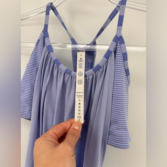Lululemon No Limits Tank Top Size 6 Bra Support Light Blue Racerback Logo - Picture 3 of 5